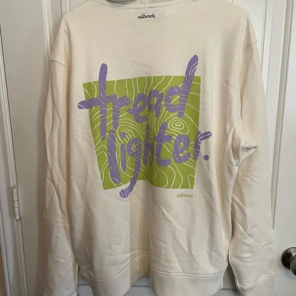 🌻 Allbirds Hooded Unisex Sweatshirt SIZE XL Natural White Tread Lighter - NWT - Picture 4 of 8